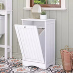 Meuble à linge inclinable avec sac de rangement en tissu amovible blanc