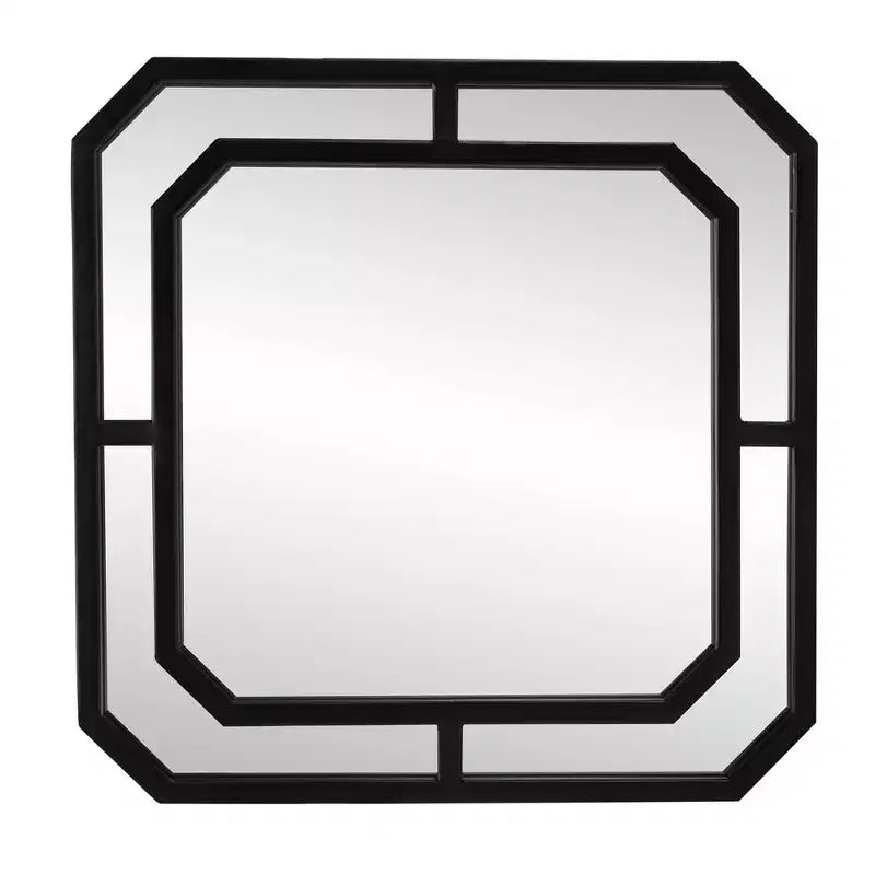 Howard Elliott 15.75"x15.75" Metal Framed Diamond Accent Wall Mirror Matte Black