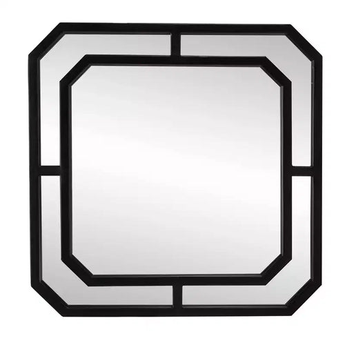 Howard Elliott 15.75"x15.75" Metal Framed Diamond Accent Wall Mirror Matte Black