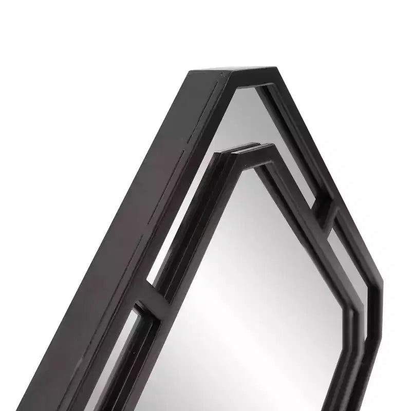 Miroir mural à cadre métallique avec motif diamant 40x40 cm, noir mat