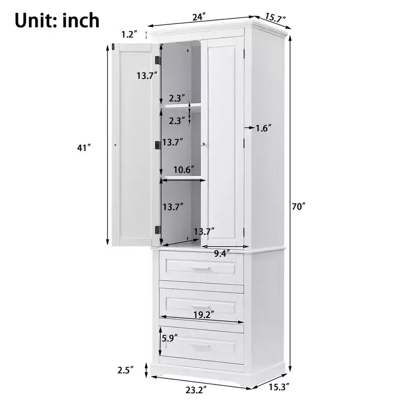 Meuble haut de rangement de salle de bain avec trois tiroirs