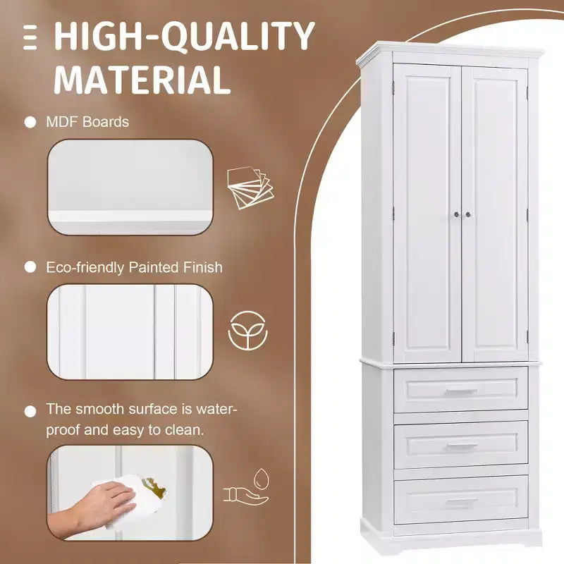 Meuble haut de rangement de salle de bain avec trois tiroirs