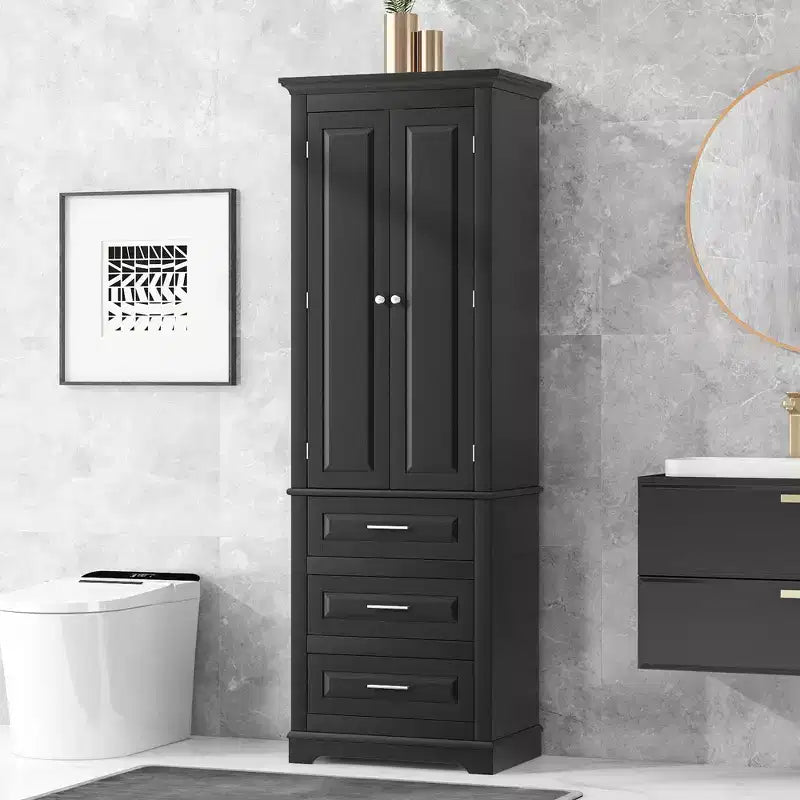 Tall Bathroom Storage Cabinet with Three Drawers