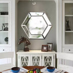 Miroir Mural Hexagonal 20 x 18 avec Design en Verre Contemporain, Miroir Décoratif pour Salon, Entrée, Chambre à Coucher