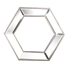 Miroir Mural Hexagonal 20 x 18 avec Design en Verre Contemporain, Miroir Décoratif pour Salon, Entrée, Chambre à Coucher