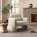 Roundhill Furniture Dylan Modern Upholstered Barrel Armchair, Cream White