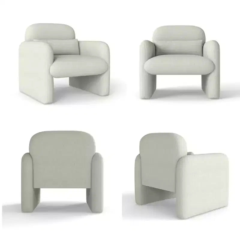 Fauteuil club capitonné moderne, blanc crème