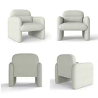 Fauteuil club capitonné moderne, blanc crème