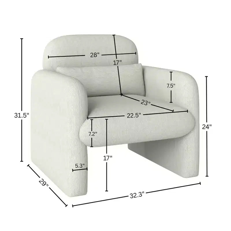Fauteuil club capitonné moderne, blanc crème