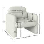 Fauteuil club capitonné moderne, blanc crème