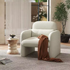 Fauteuil club capitonné moderne, blanc crème