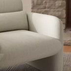 Fauteuil club capitonné moderne, blanc crème
