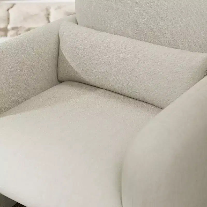 Fauteuil club capitonné moderne, blanc crème