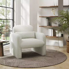Fauteuil club capitonné moderne, blanc crème