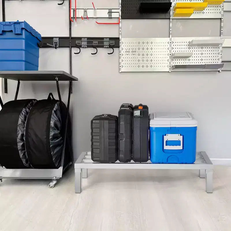 Étagère de plancher en aluminium, étagère alimentaire commerciale de 91,4 x 50,8 cm, à 20,3 cm du sol, capacité de 816 kg, étagère de rangement tout aluminium soudé