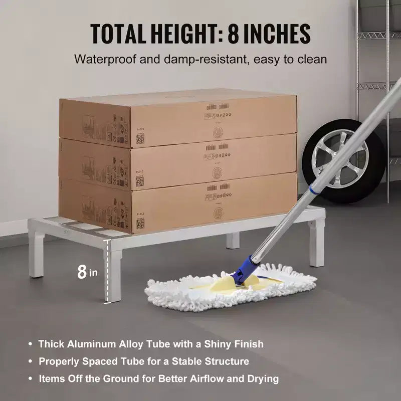 Étagère de plancher en aluminium, étagère alimentaire commerciale de 91,4 x 50,8 cm, à 20,3 cm du sol, capacité de 816 kg, étagère de rangement tout aluminium soudé