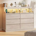 GustoWave Dresser for Bedroom, 6 Drawer Dresser , Wide Chest of 6 Drawers, Modern Large Capacity Storage Cabinet