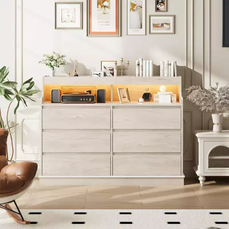 Commode de chambre, commode à 6 tiroirs, grande commode à 6 tiroirs, armoire de rangement moderne de grande capacité
