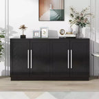 Commode de rangement élégante à 4 portes avec poignées argentées et étagères réglables, buffet en bois pour cuisine/salle à manger/couloir