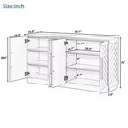 Commode de rangement élégante à 4 portes avec poignées argentées et étagères réglables, buffet en bois pour cuisine/salle à manger/couloir