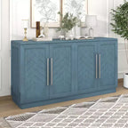 Commode de rangement élégante à 4 portes avec poignées argentées et étagères réglables, buffet en bois pour cuisine/salle à manger/couloir