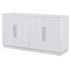 Commode de rangement élégante à 4 portes avec poignées argentées et étagères réglables, buffet en bois pour cuisine/salle à manger/couloir