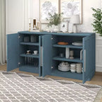Commode de rangement élégante à 4 portes avec poignées argentées et étagères réglables, buffet en bois pour cuisine/salle à manger/couloir