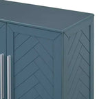 Commode de rangement élégante à 4 portes avec poignées argentées et étagères réglables, buffet en bois pour cuisine/salle à manger/couloir