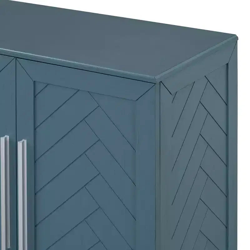 Commode de rangement élégante à 4 portes avec poignées argentées et étagères réglables, buffet en bois pour cuisine/salle à manger/couloir