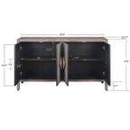 Buffet à 4 portes de style antique, Armoire de rangement en bois avec porte en verre trempé pour cuisine, salle à manger/salon, couloir