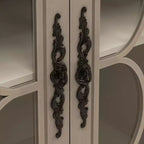 Buffet à 4 portes de style antique, Armoire de rangement en bois avec porte en verre trempé pour cuisine, salle à manger/salon, couloir