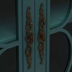 Buffet à 4 portes de style antique, Armoire de rangement en bois avec porte en verre trempé pour cuisine, salle à manger/salon, couloir