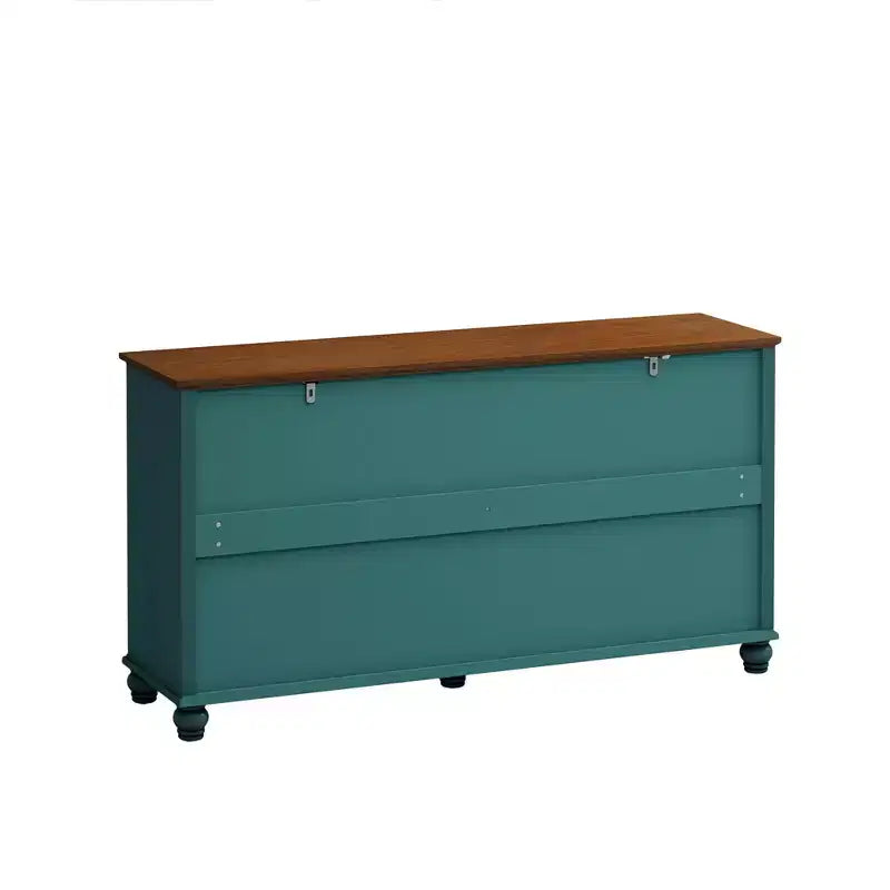 Buffet à 4 portes de style antique, Armoire de rangement en bois avec porte en verre trempé pour cuisine, salle à manger/salon, couloir