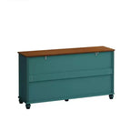 Buffet à 4 portes de style antique, Armoire de rangement en bois avec porte en verre trempé pour cuisine, salle à manger/salon, couloir