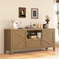 Farmhouse TV Stand for 65'' TV, 59 Inch Entertainment Center with Storage, Modern Large Wooden Media Console with 2 Door Cabinets, Adjustable Shelves
