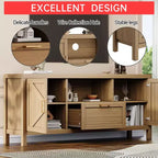 Meuble TV de ferme pour téléviseur 65", meuble TV de 150 cm avec rangement, grand meuble console multimédia moderne en bois avec 2 armoires à portes et étagères réglables