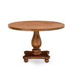 Table à manger ronde rustique, finition noyer sablé, 48 pouces