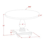 Table à manger ronde rustique, finition noyer sablé, 48 pouces