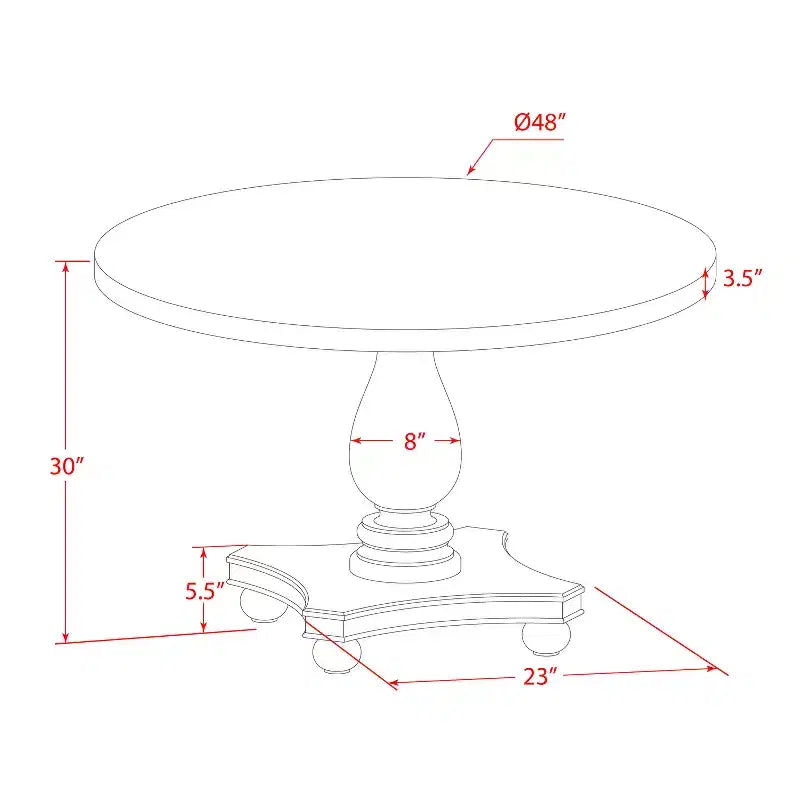 Table à manger ronde rustique, finition noyer sablé, 48 pouces