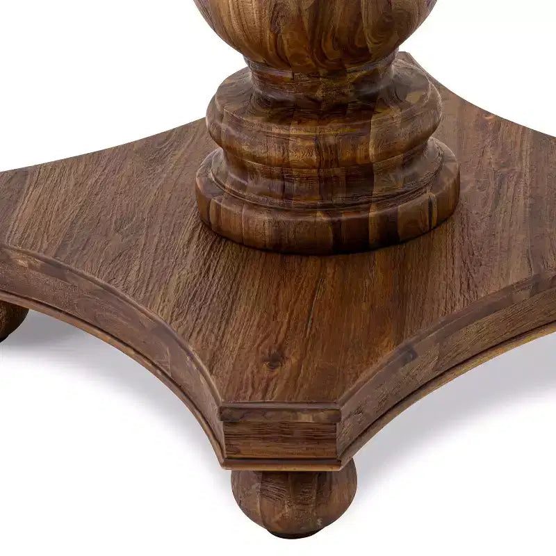 Table à manger ronde rustique, finition noyer sablé, 48 pouces