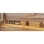 Cadre de Lit Flottant avec Lumière LED et Station de Recharge, Cadre de Lit Plateforme Rembourré Tailles Full/Queen/King avec Tête de Lit, Aucun Sommier Tapissier Requis, Beige