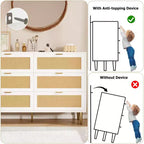 Commode 6 tiroirs en rotin pour chambre à coucher, chiffonnier avec pieds et poignées dorés, double commode large avec plateau et dispositif anti-basculement