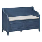 Banc de rangement d'entrée rustique en bois massif avec coussin amovible, banc à chaussures pour salon