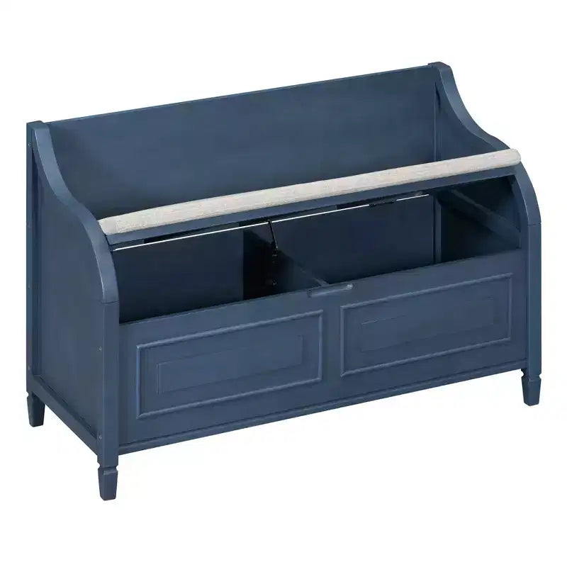 Banc de rangement d'entrée rustique en bois massif avec coussin amovible, banc à chaussures pour salon