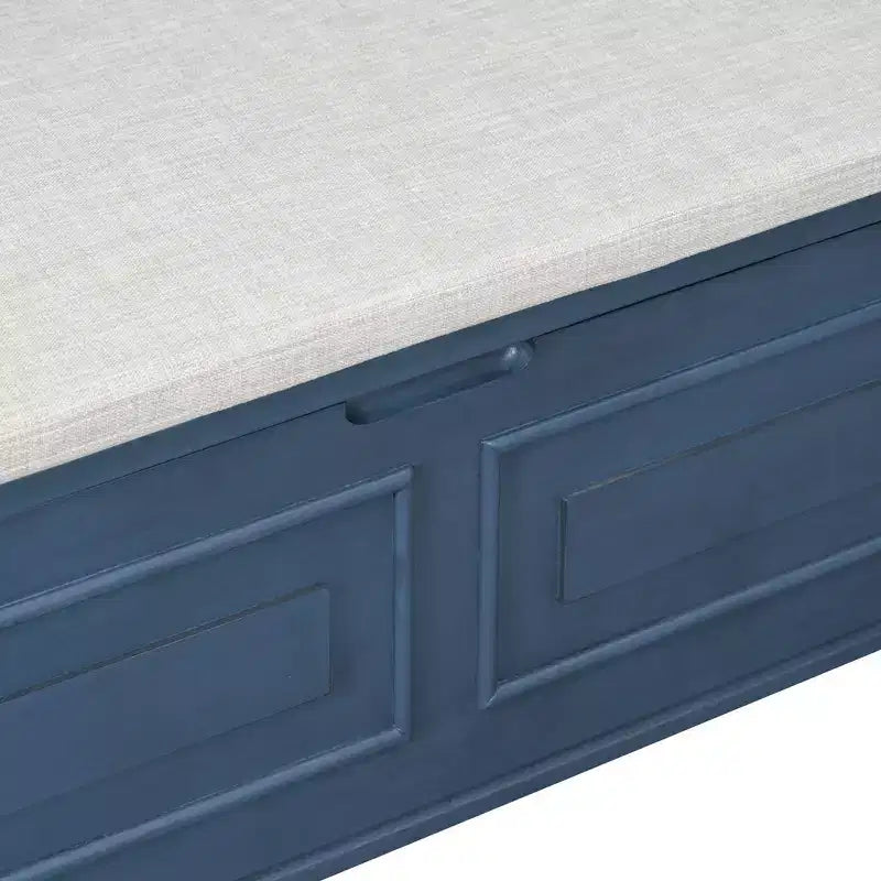 Banc de rangement d'entrée rustique en bois massif avec coussin amovible, banc à chaussures pour salon