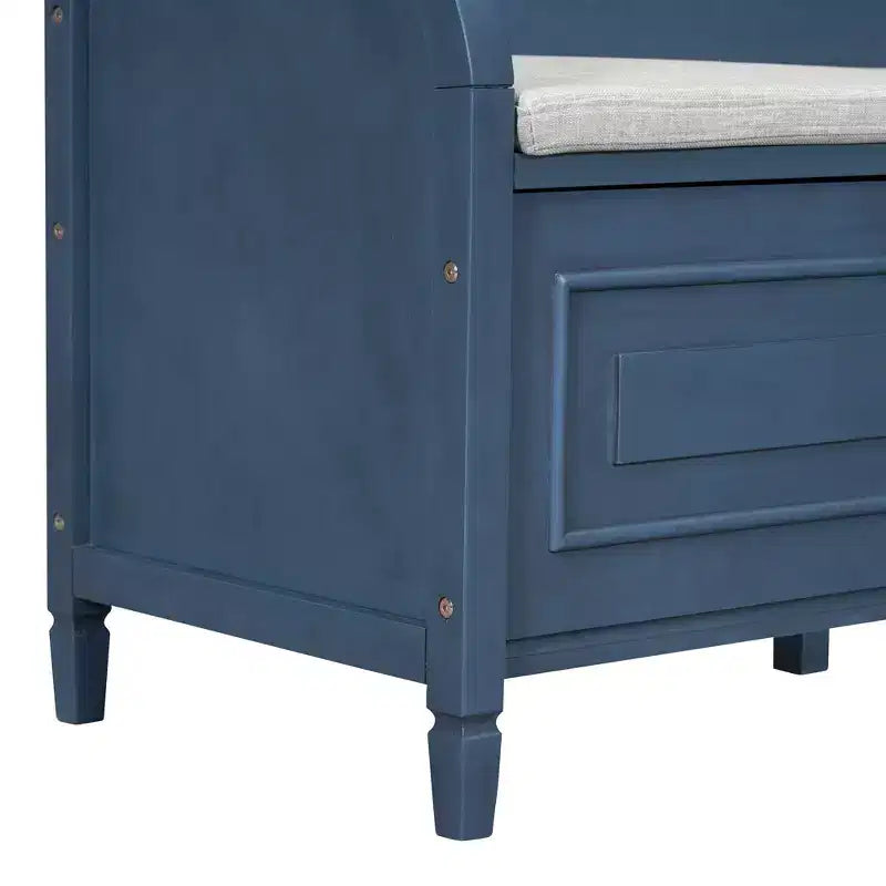 Banc de rangement d'entrée rustique en bois massif avec coussin amovible, banc à chaussures pour salon