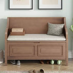Banc de rangement d'entrée rustique en bois massif avec coussin amovible, banc à chaussures pour salon