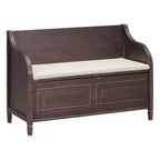 Banc de rangement d'entrée rustique en bois massif avec coussin amovible, banc à chaussures pour salon