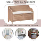 Banc de rangement d'entrée rustique en bois massif avec coussin amovible, banc à chaussures pour salon