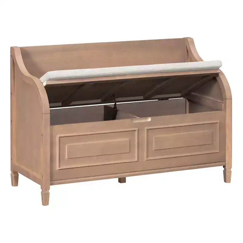 Banc de rangement d'entrée rustique en bois massif avec coussin amovible, banc à chaussures pour salon